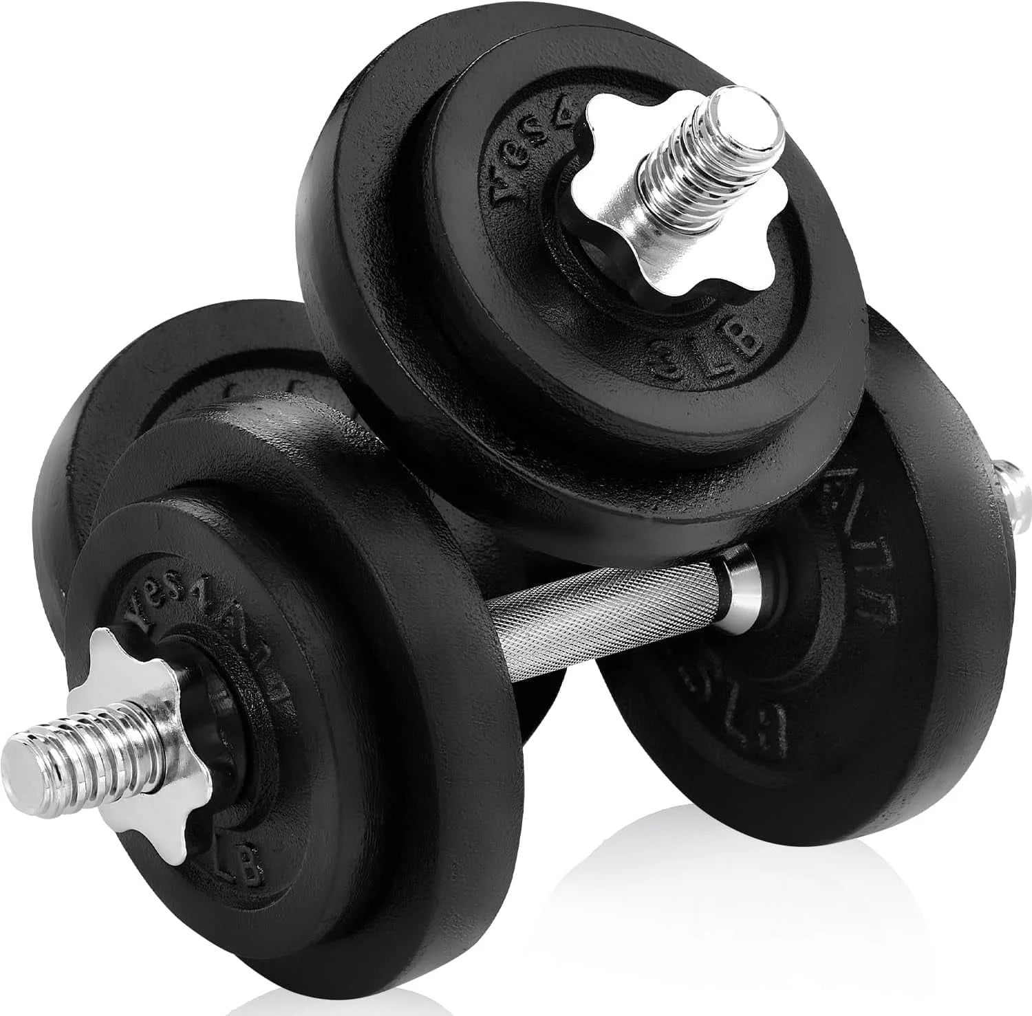 Adjustable Dumbbell Set with Weight Plates, Star Lock Collars/Connector, 50LBS or 25LBS Dumbbell Pair