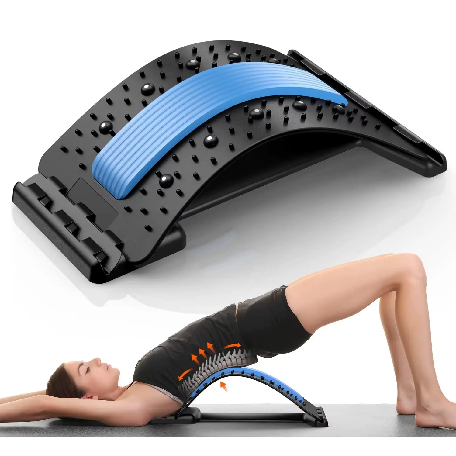 Multi-Level Back & Neck Stretcher - Adjustable Lumbar Support for Deep Stretch, Yoga-Like Flexibility