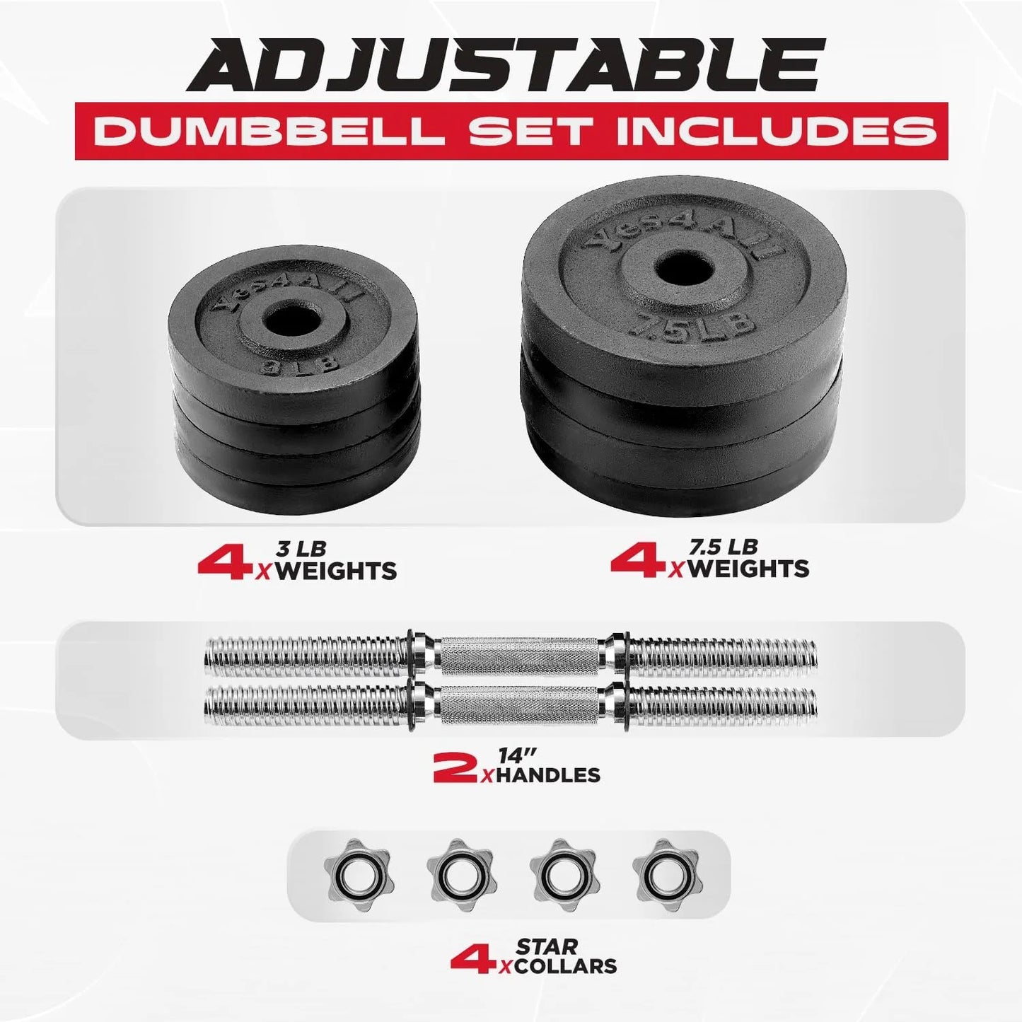 Adjustable Dumbbell Set with Weight Plates, Star Lock Collars/Connector, 50LBS or 25LBS Dumbbell Pair