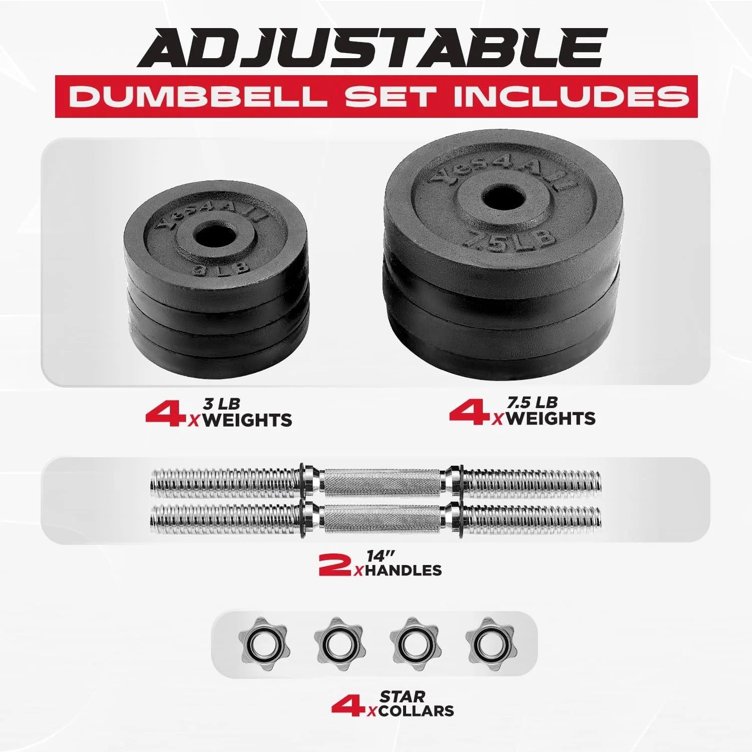 Adjustable Dumbbell Set with Weight Plates, Star Lock Collars/Connector, 50LBS or 25LBS Dumbbell Pair