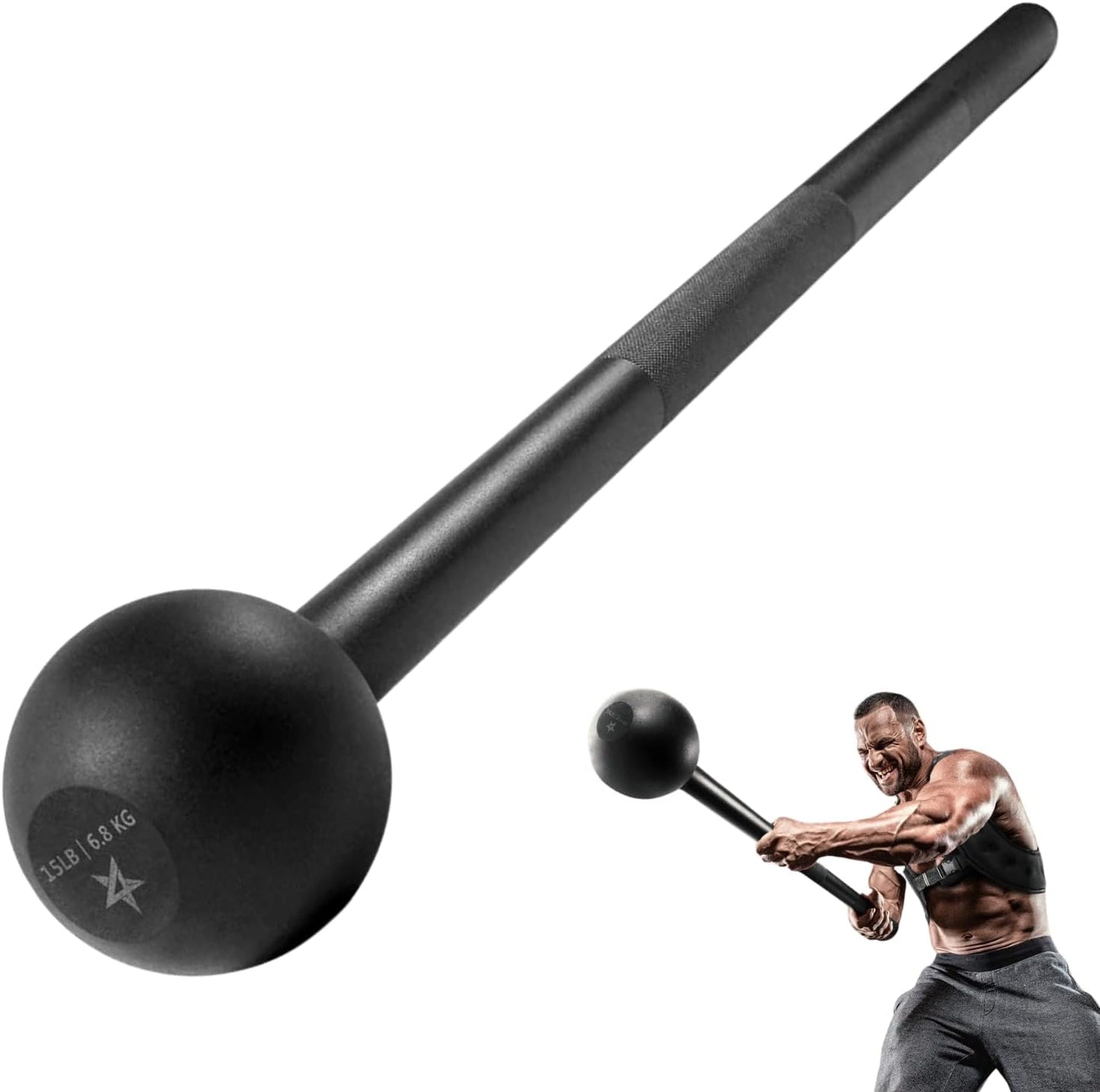 Steel Mace Bell for Strength Training - Support Full Body, Muscles, Shoulder, Grips & Forearms Workouts to Rehabilitation, Stretching 5, 7, 10, 15, 20, 25, 30Lb for Woman & Man