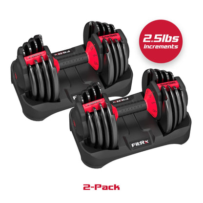 Adjustable Dumbbells 2-Pack, 25Lb Smartbell Dumbbell Set with 9-In-1 Quick-Select Weights, 2.5Lb Increments for Home Gym