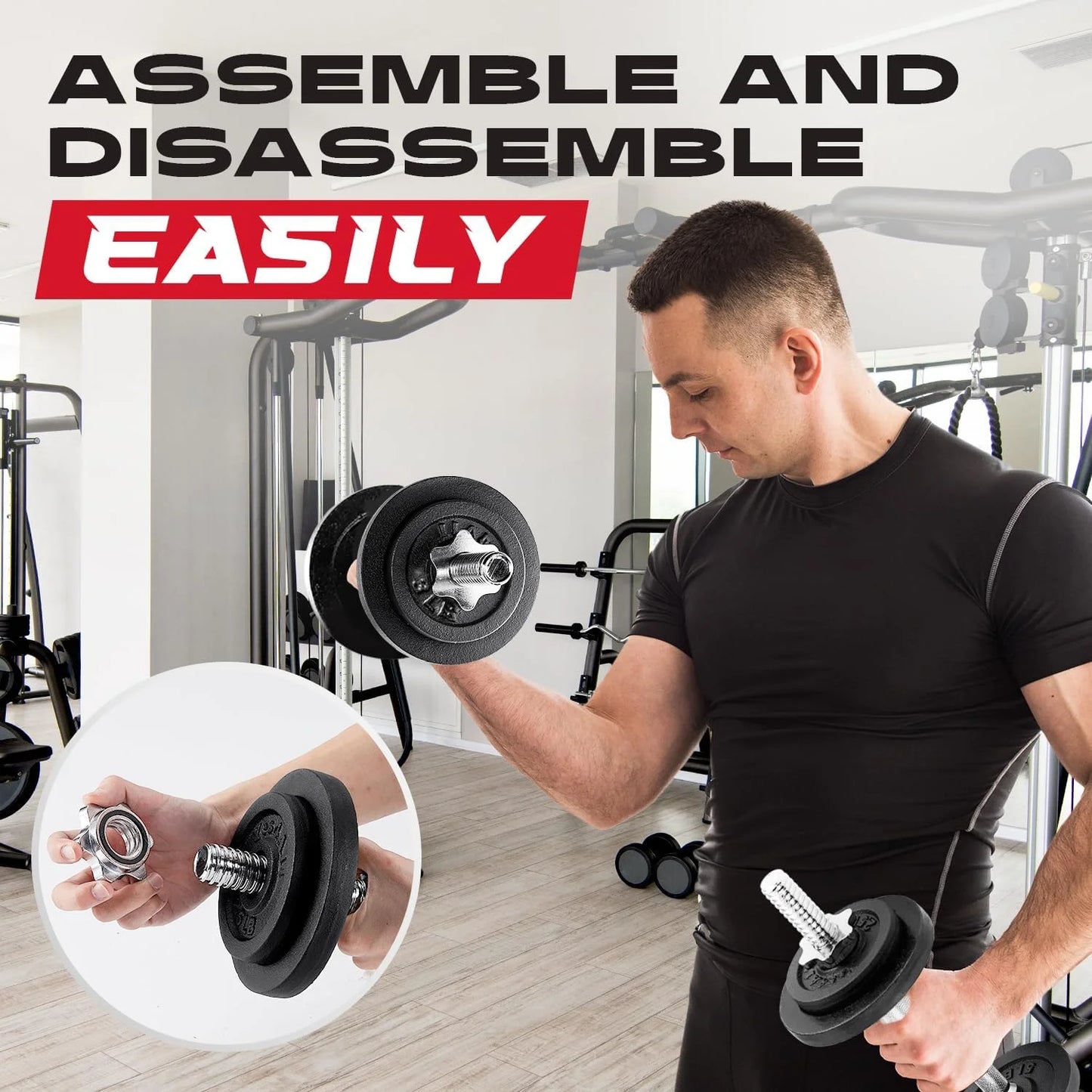 Adjustable Dumbbell Set with Weight Plates, Star Lock Collars/Connector, 50LBS or 25LBS Dumbbell Pair