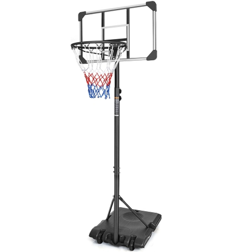 Portable Basketball Goal System with Stable Base and Wheels, Use for Indoor Outdoor Teenagers Youth Height Adjustable 5.6 to 7Ft Basketball Hoop 28 Inch Backboard